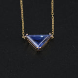 Triangle Blue Sapphire Necklace – Unique Minimalist 18k Gold Pendant – Natural September Birthstone Jewelry Gift
