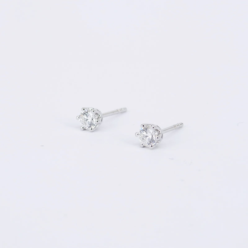 Large Solitaire Diamond Studs (0.4 Ct) - Vintage 6 Prongs Diamond Stud Earrings