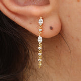 Marquise Diamond Chain Earrings – Solid 18K Gold Dangle Earrings – Delicate Diamond Drop Earrings – Wedding & Bridal Jewelry