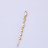 Marquise Diamond Chain Earrings – Solid 18K Gold Dangle Earrings – Delicate Diamond Drop Earrings – Wedding & Bridal Jewelry