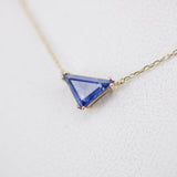 Triangle Blue Sapphire Necklace – Unique Minimalist 18k Gold Pendant – Natural September Birthstone Jewelry Gift
