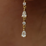 Pear Diamond Drop Earrings – Solid 18K Gold Dangle Earrings – Delicate Diamond Bridal Earrings – Wedding Diamond Earrings for Women