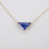 Triangle Blue Sapphire Necklace – Unique Minimalist 18k Gold Pendant – Natural September Birthstone Jewelry Gift