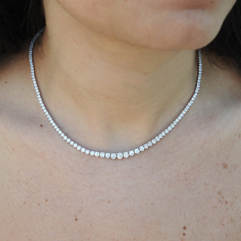 7.50 Ct Graduated Floating Diamond Choker Tennis Necklace