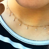 Custom Order / Natural Dangling Diamond Bezel Necklace