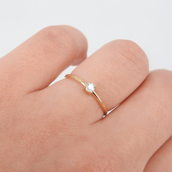 Dainty 0.1 Ct Genuine Diamond Engagement Ring