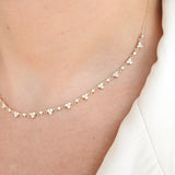 Trio Diamond Necklace - Nature Inspired Cluster Choker - Solid 18k Gold Layered Necklace