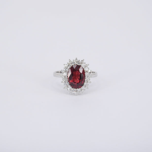 Unheated Mozambique Ruby Engagement Ring - Double Diamond Halo Ruby Ring - April & July Birthstone Ring