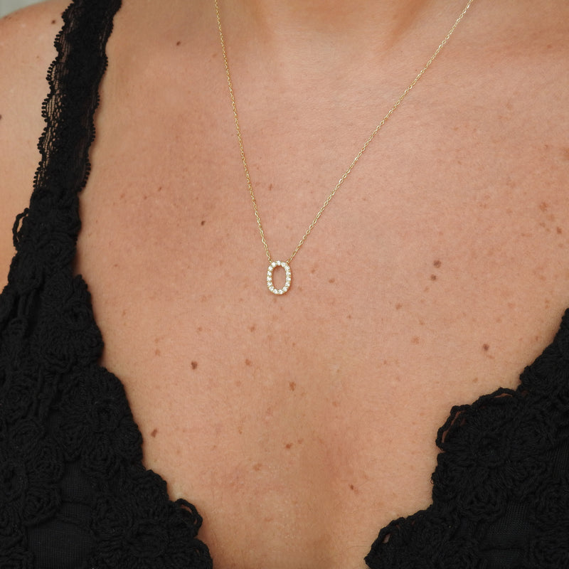 Natural Dainty Diamond Initial Pendant – Simple Delicate Custom Letter Necklace