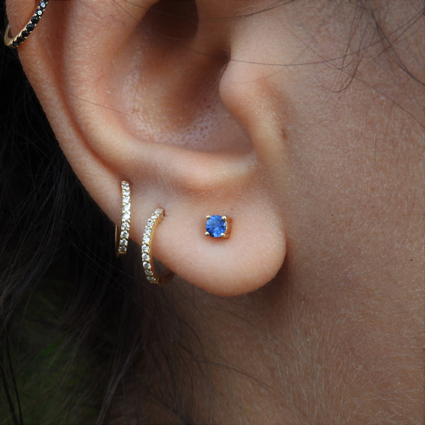 Natural Floating Blue Sapphire Stud Earrings