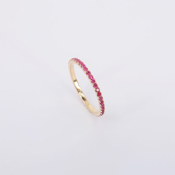 Dainty Ruby Full Eternity Ring – Minimalist Ruby Ring – Simple genuine Wedding Band - Natural July Birthstone Ring - Ruby Stacking Gold Ring