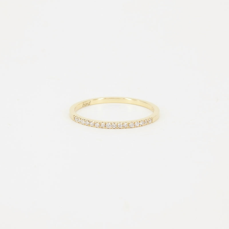 Thin 1/3 Pave Diamond Band – 1.2 mm Dainty Diamond Wedding Band – April Birthstone Eternity Ring – Simple Diamond Stacking Wedding Band Set