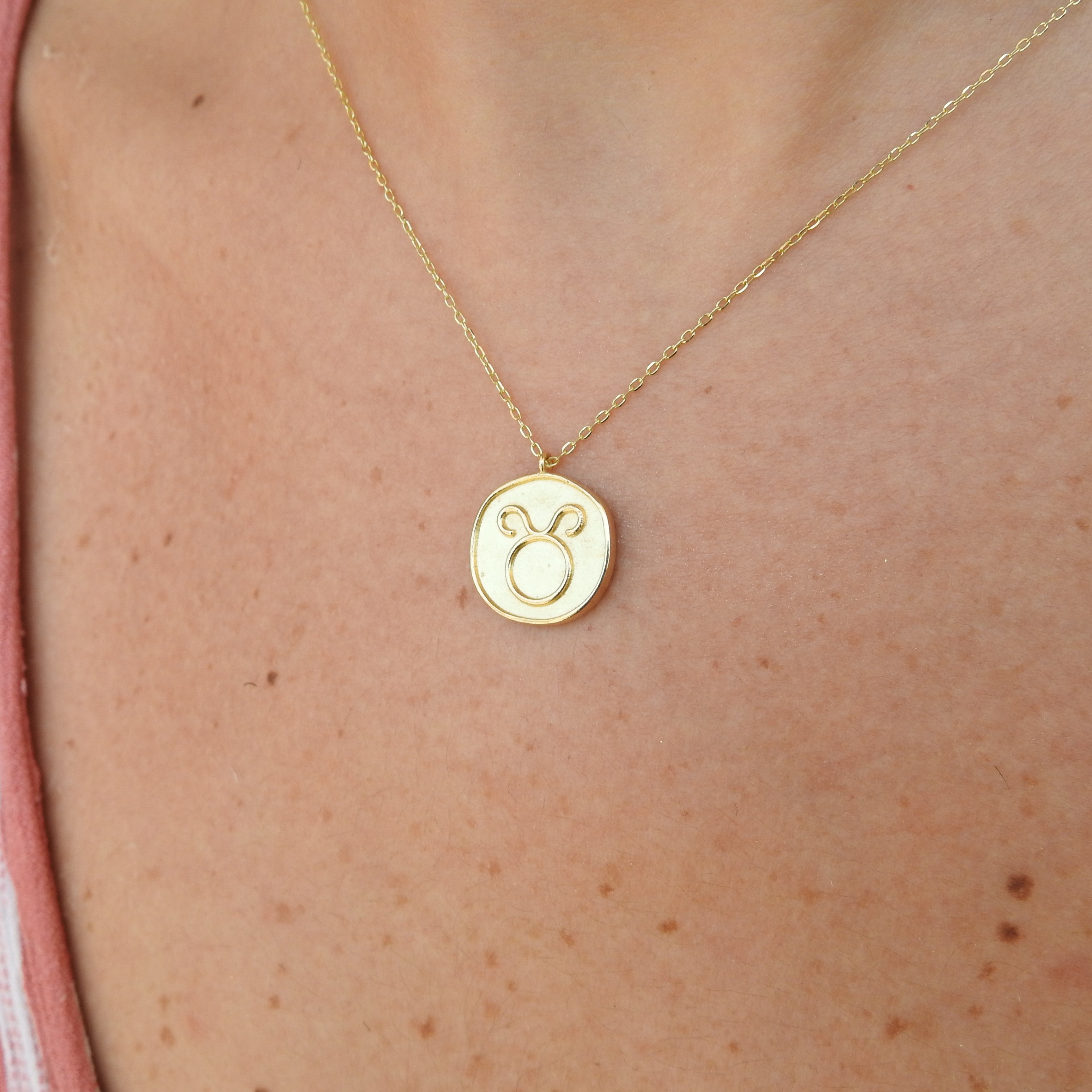 Personalized Zodiac Gold Medallion Necklace