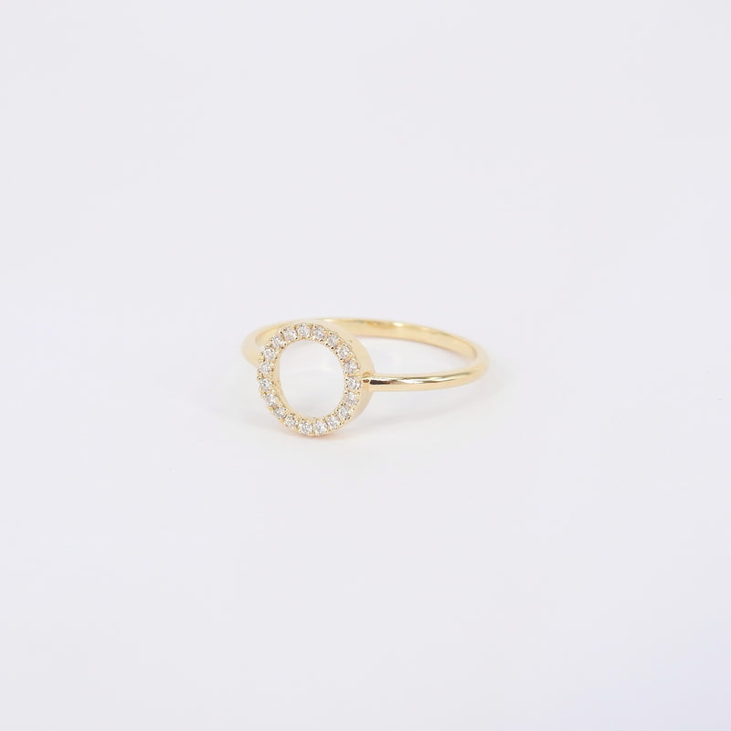 Open Circle Dainty Diamond Ring - Genuine Diamond Ring
