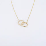 Double Diamond & Gold Necklace, Minimalist Circle Necklace