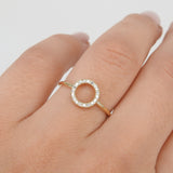 Open Circle Dainty Diamond Ring - Genuine Diamond Ring