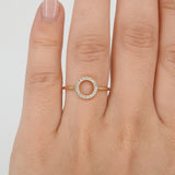 Open Circle Dainty Diamond Ring - Genuine Diamond Ring