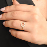 Open Circle Dainty Diamond Ring - Genuine Diamond Ring