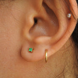 Natural Emerald Earrings - Minimalist Princess Studs