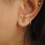 Natural Emerald Earrings - Minimalist Princess Studs