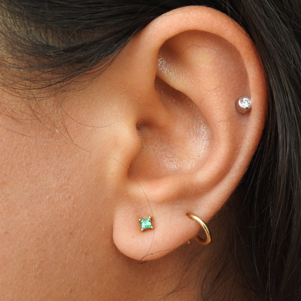 Natural Emerald Earrings - Minimalist Princess Studs