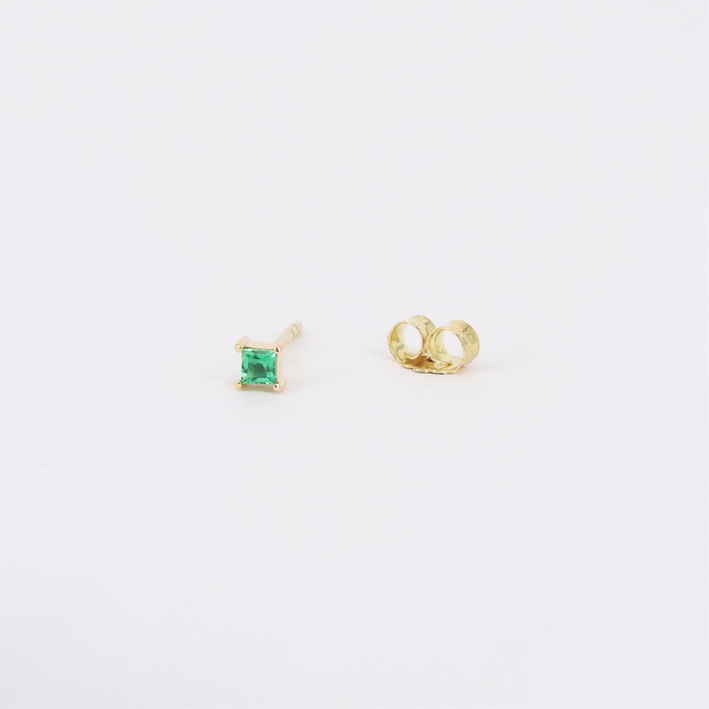 Natural Emerald Earrings - Minimalist Princess Studs