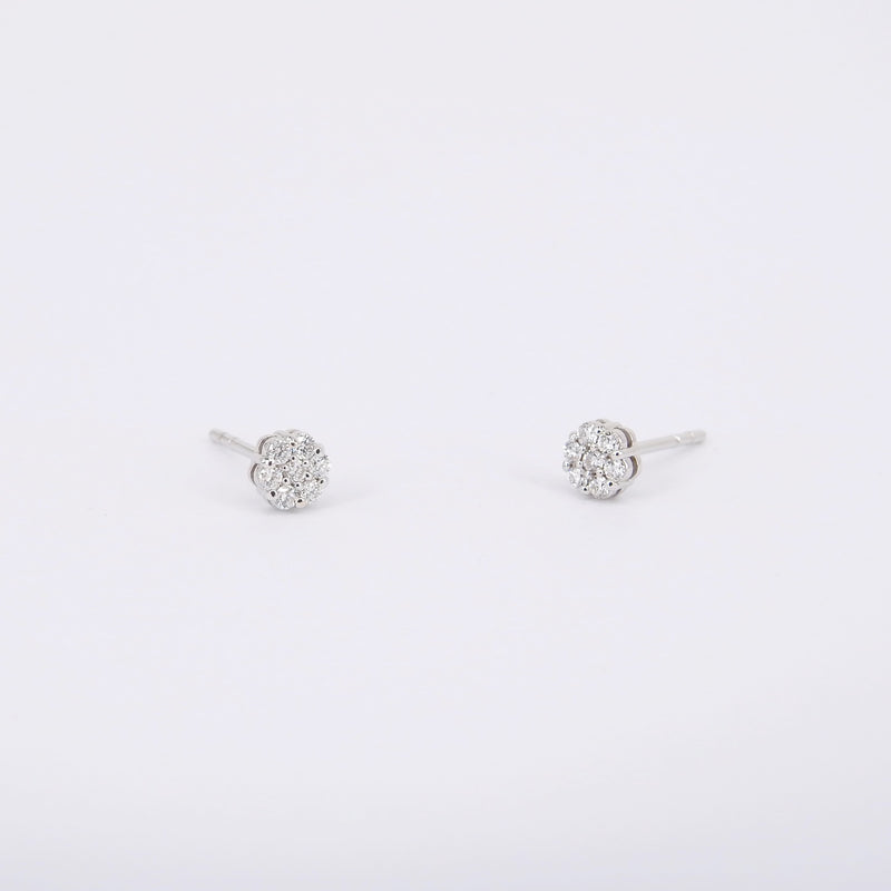 Flower Diamond Earrings - Illusion Diamond Earrings - Solitaire Diamond Earrings - Handmade Wedding Jewelry - Bridal Earrings