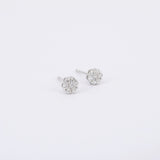 Flower Diamond Earrings - Illusion Diamond Earrings - Solitaire Diamond Earrings - Handmade Wedding Jewelry - Bridal Earrings