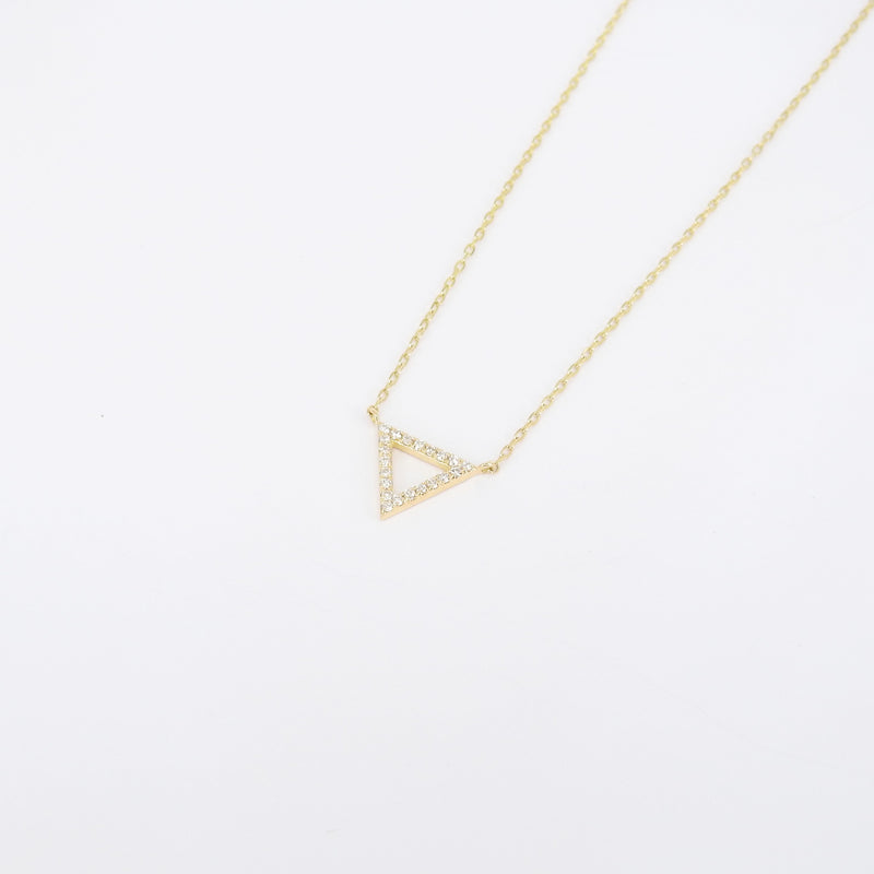 Diamond Triangle Necklace 14K Gold