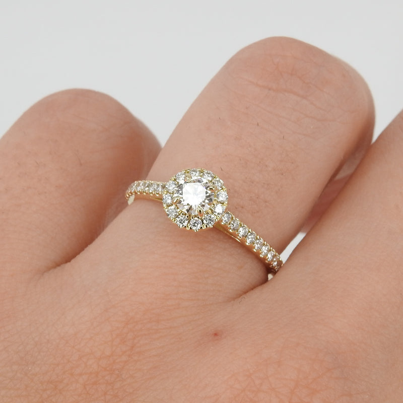 Dazzling Halo Diamond Engagement Ring - Handmade Wedding Jewelry