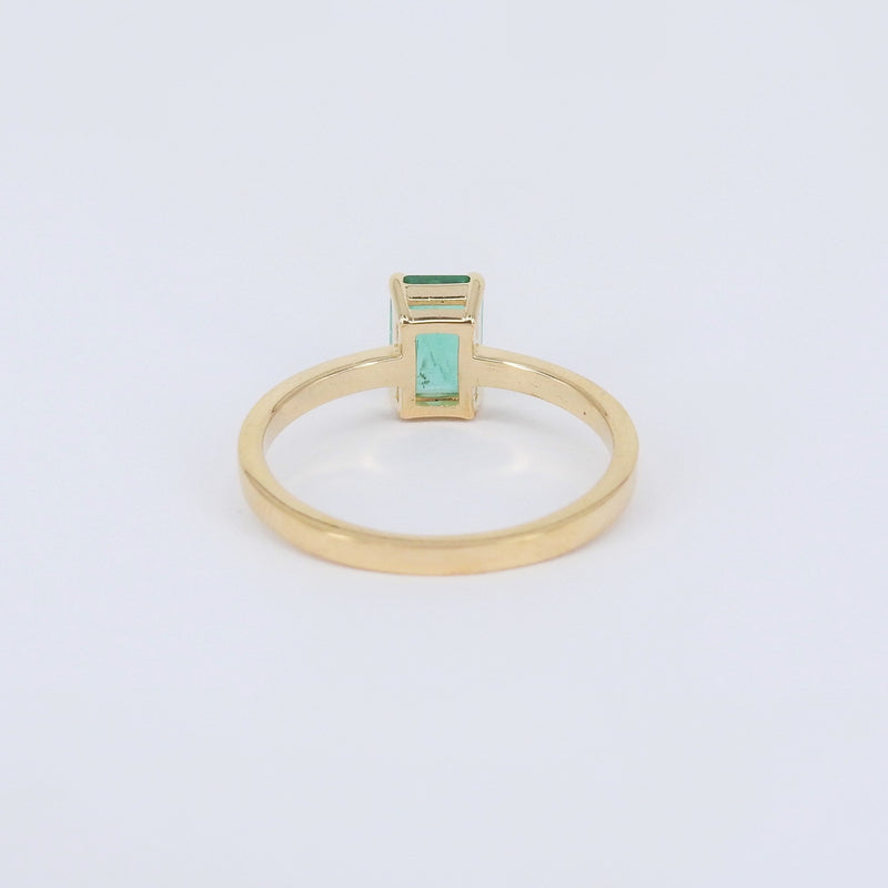 Baguette Cut Natural Emerald Engagement Ring
