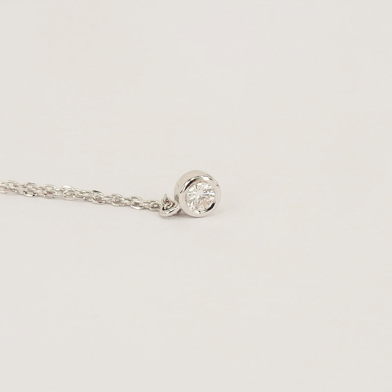 Bezel Diamond Tiny Solitaire Necklace – Natural Dainty Handmade Diamond Necklace