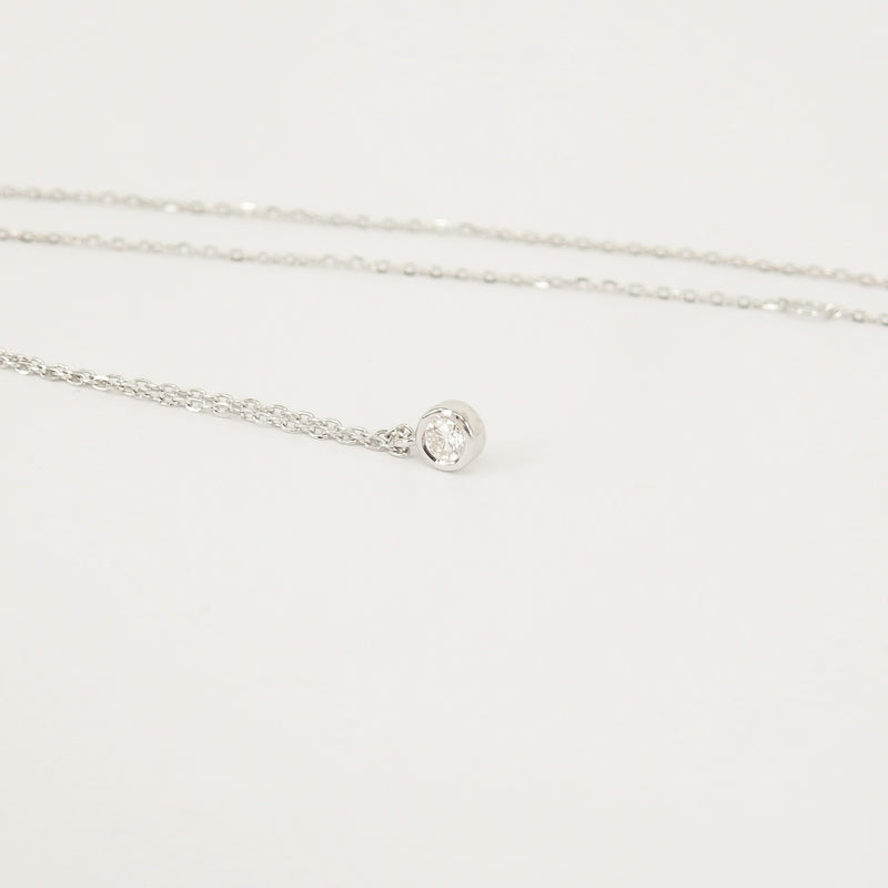 Bezel Diamond Tiny Solitaire Necklace – Natural Dainty Handmade Diamond Necklace