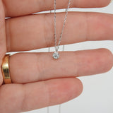 Bezel Diamond Tiny Solitaire Necklace – Natural Dainty Handmade Diamond Necklace