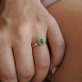 Baguette Cut Natural Emerald Engagement Ring