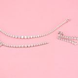 Long Graduated Floating Diamond Earrings - Bridal Dangles