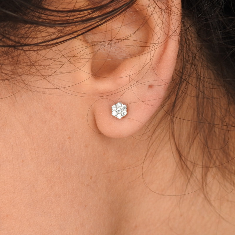 Handmade Flower Diamond Earrings – Illusion Solitaire Bridal Jewelry