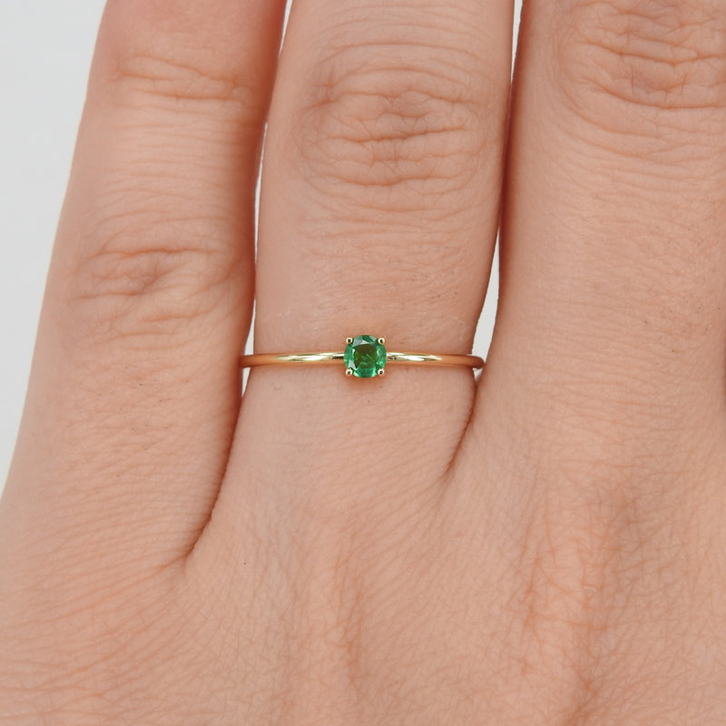 Minimalist Genuine Colombian Emerald Engagement Ring –  Simple Dainty May Birthstone Promise Ring