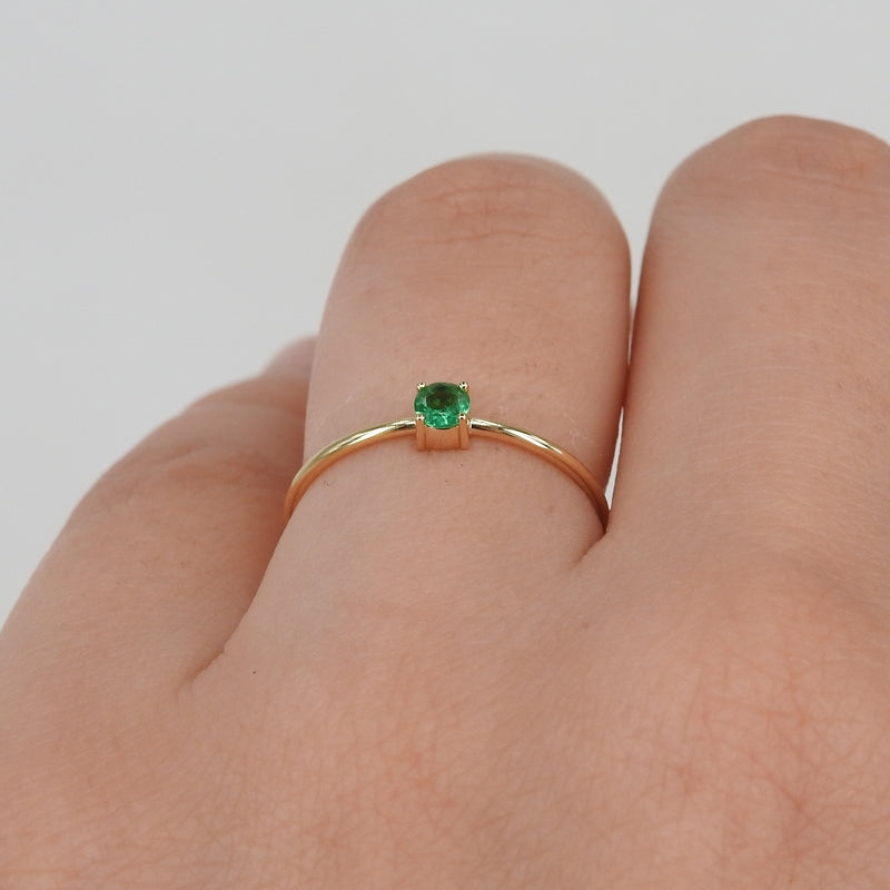 Natural Dainty Colombian Emerald Engagement Ring - Minimalist Promise Ring