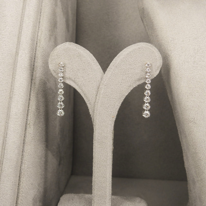 Long Graduated Floating Diamond Earrings - Bridal Dangles