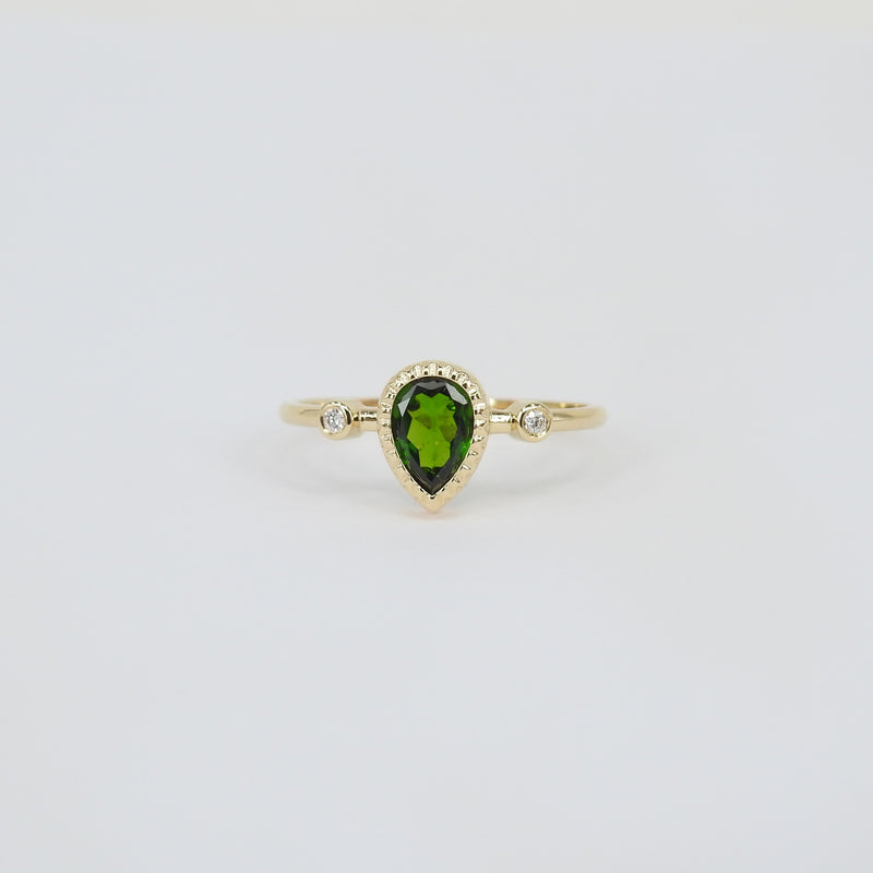 Vintage Textured Bezel Tsavorite Engagement Ring