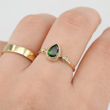 Vintage Textured Bezel Tsavorite Engagement Ring