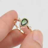 Vintage Textured Bezel Tsavorite Engagement Ring