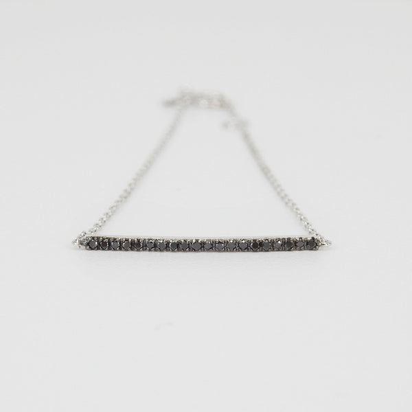 Dainty Minimalistic Black Diamond Bar Bracelet