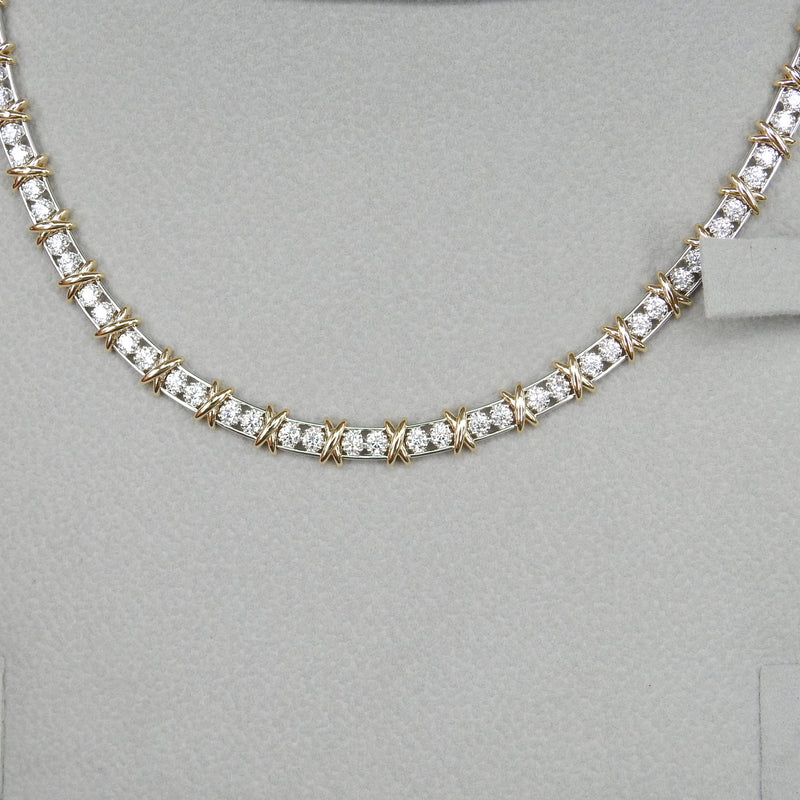 Unique Diamond Tennis Necklace - Statement Solid Gold Bridal Choker