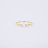 Freshwater Pearl and Diamond Promise Ring – Dainty 18k Gold Nature-Inspired Jewelry