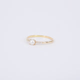 Freshwater Pearl and Diamond Promise Ring – Dainty 18k Gold Nature-Inspired Jewelry