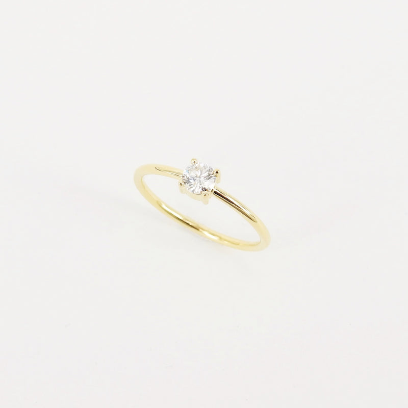 Dainty 0.25Ct Diamond Engagement Ring - April Birthstone - Handmade