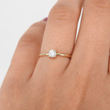 Dainty 0.25Ct Diamond Engagement Ring - April Birthstone - Handmade