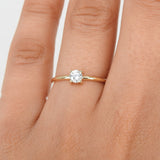 Dainty 0.25Ct Diamond Engagement Ring - April Birthstone - Handmade